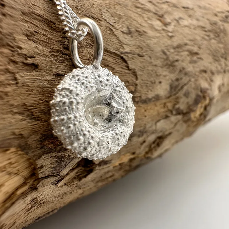 Silver Small Urchin Shell Necklace by Sarah Shelton Palmer-2